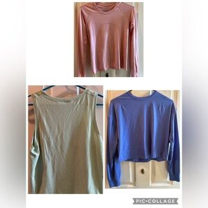 Three separate Lululemon shirts. Size medium.